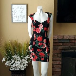 🆕️ GUESS Black Vintage Floral Bodycon Textured Dress SIZE: 0